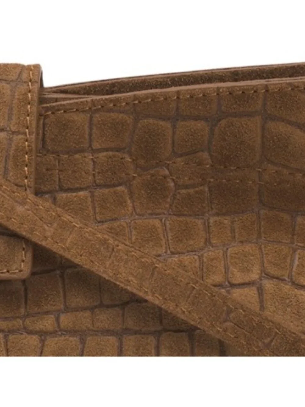VIOLA CASTELLANI Made In Italy Suede Ring Handle East West Crocodile Clutch